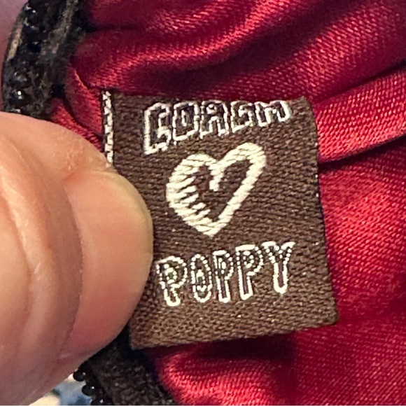 Coach Poppy red/black/navy wristlet tartan plaid wallet sparkle - Picture 5 of 8